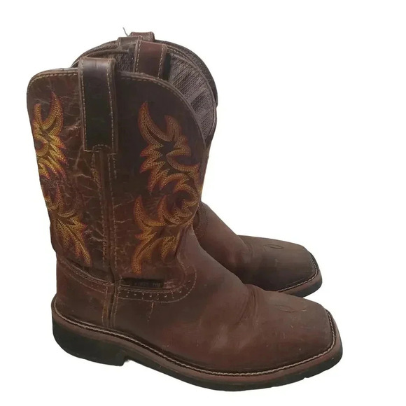 Justin Men\'s Driller Western Work Boot Soft Toe Brown 8 D main image 8